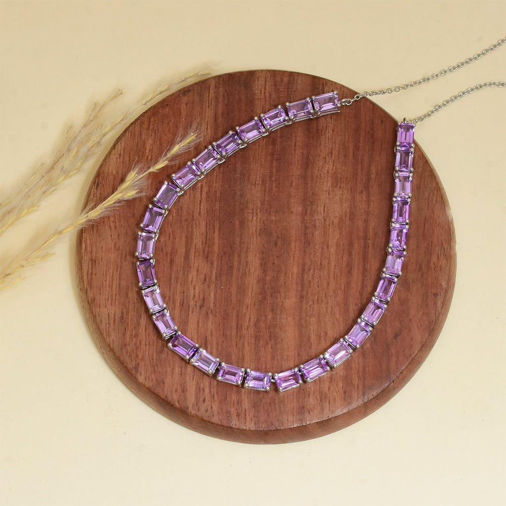 Stříbro 925/1000 - Náramek s Brazilským Ametystem - Karátové číslo: 2.57. přibližná hmotnost: 4.26 gramů 2 