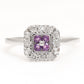Stříbro 925/1000 - Prsten s Brazilským Ametystem a Bílým Topazem - Karátové číslo: 3.01. přibližná hmotnost: 2.21 gramů