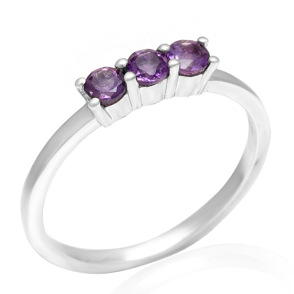 Stříbro 925/1000 - Prsten s Brazilským Ametystem - Karátové číslo: 0.35. přibližná hmotnost: 1.54 gramů 8 