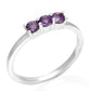 Stříbro 925/1000 - Prsten s Brazilským Ametystem - Karátové číslo: 0.35. přibližná hmotnost: 1.54 gramů