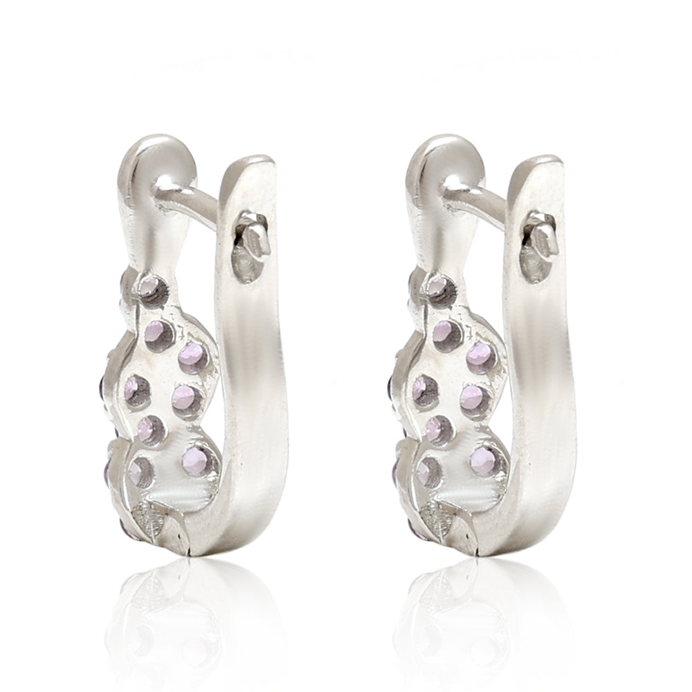 Stříbro 925/1000 - Náušnice s Brazilským Ametystem - Karátové číslo: 0.35. přibližná hmotnost: 2.15 gramů 2 