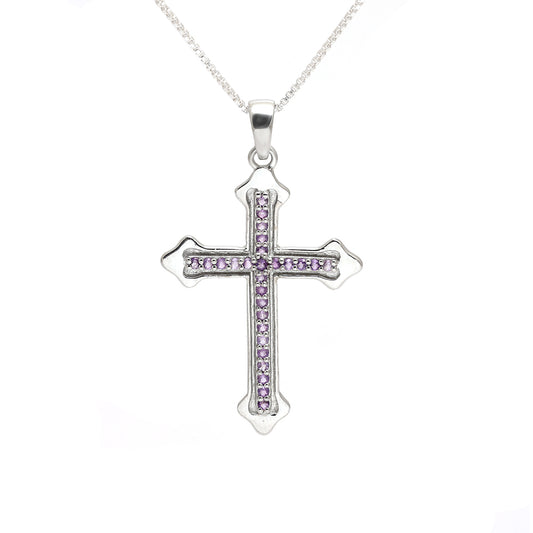 Stříbro 925/1000 - Přívěsek s Brazilským Ametystem - Karátové číslo: 0.42. přibližná hmotnost: 2.6 gramů