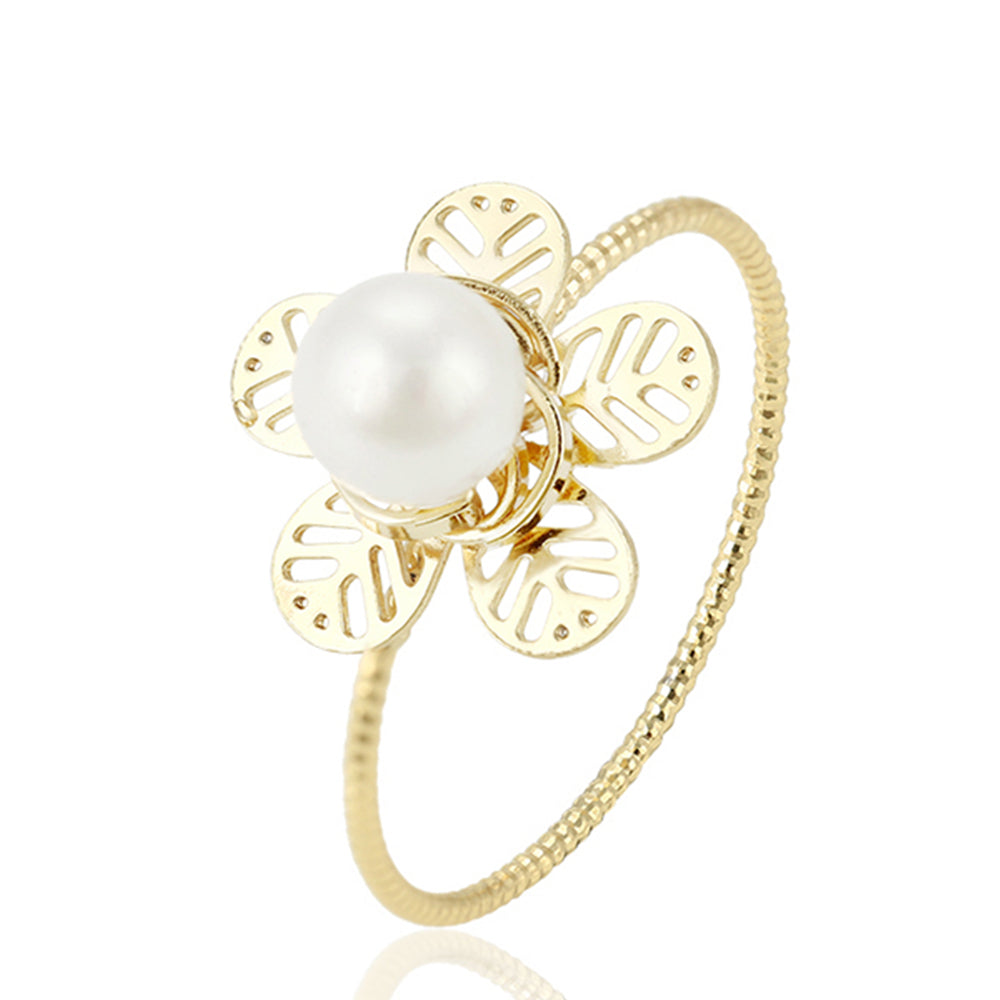 Pozlacený Slitinový Prsten se Skleněná Perla 1 
