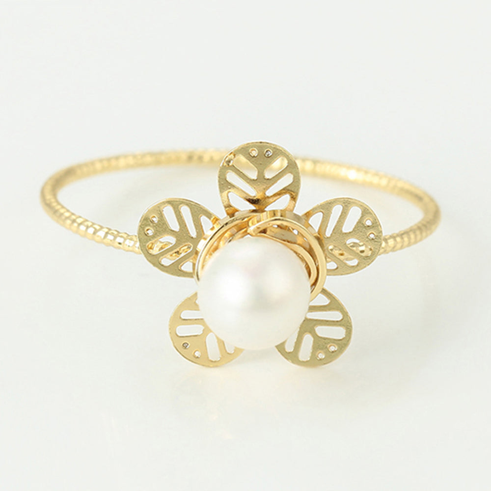 Pozlacený Slitinový Prsten se Skleněná Perla 3 