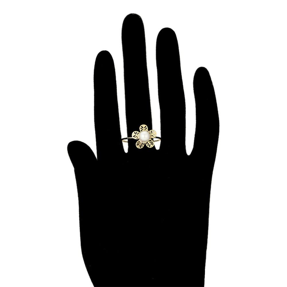 Pozlacený Slitinový Prsten se Skleněná Perla 7 