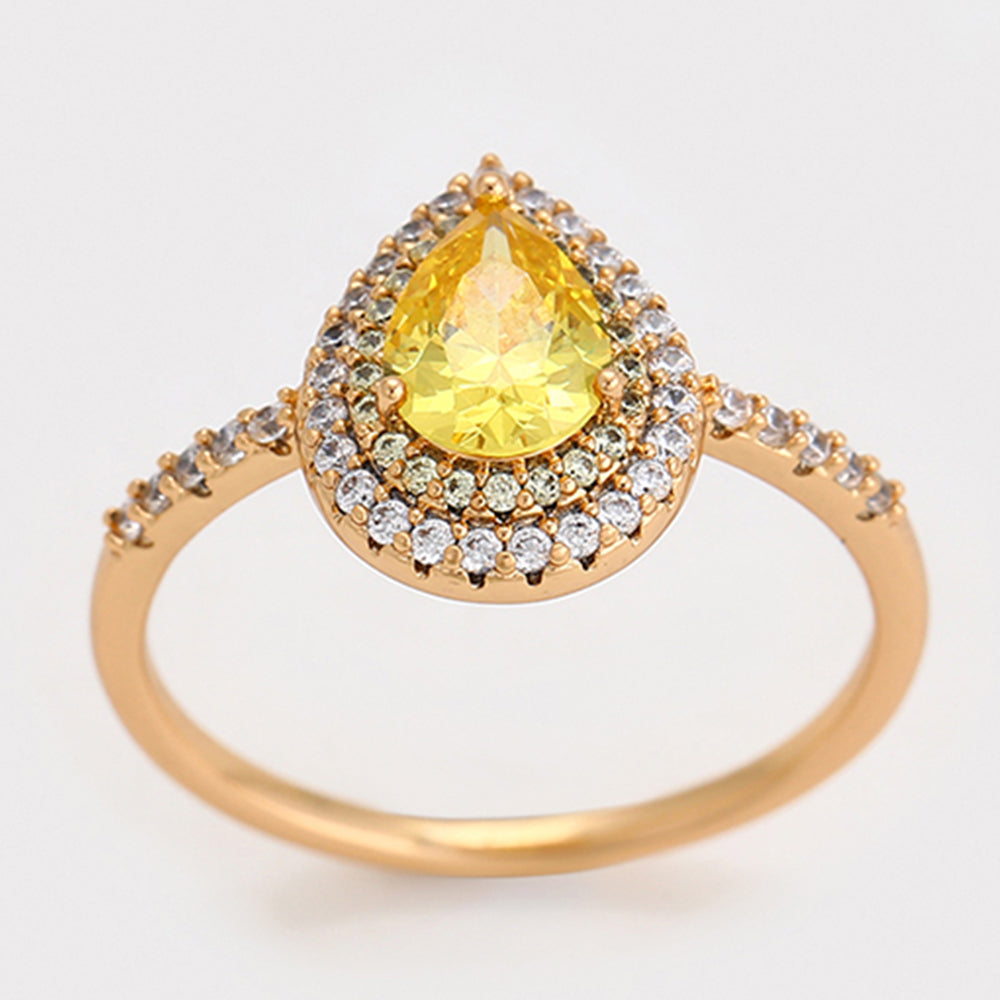 Pozlacený Slitinový Prsten se Žlutým Emporia® Křišťálem a Bílým Emporia® Křišťálem