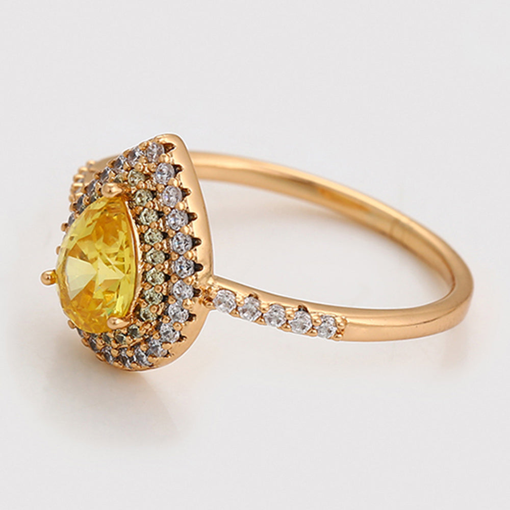 Pozlacený Slitinový Prsten se Žlutým Emporia® Křišťálem a Bílým Emporia® Křišťálem 7 