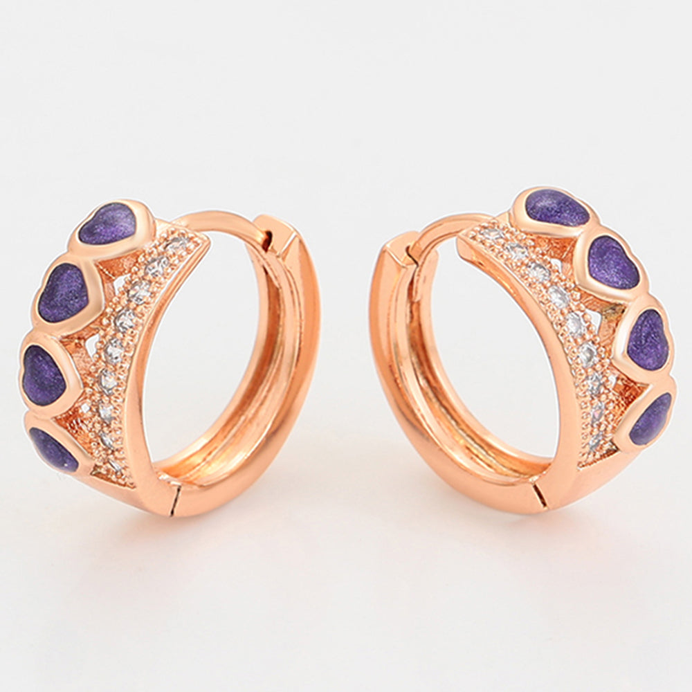 Pozlacená Slitinová Sada s Fialovým Emporia® Křišťálem ( Náušnice+Prsten )