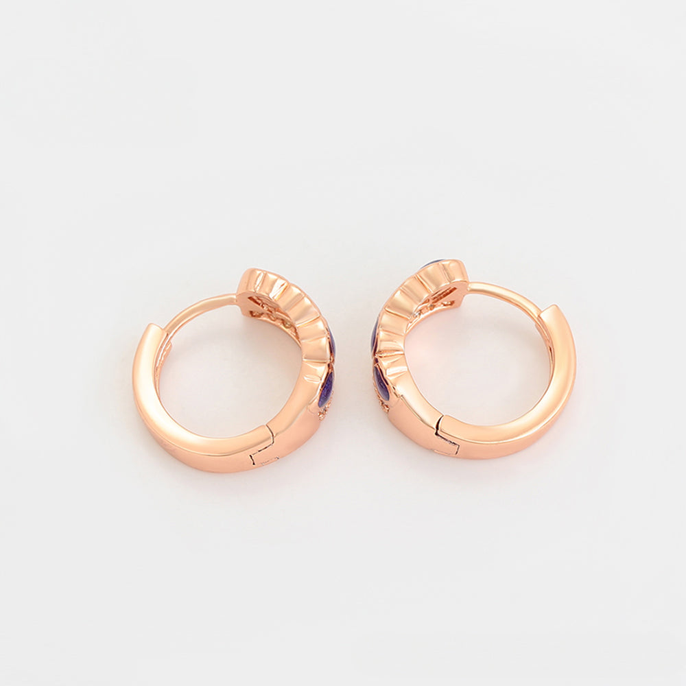 Pozlacená Slitinová Sada s Fialovým Emporia® Křišťálem ( Náušnice+Prsten )