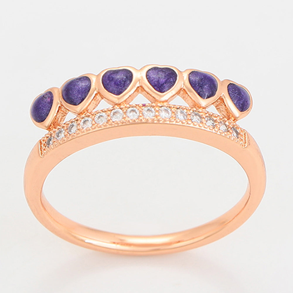 Pozlacená Slitinová Sada s Fialovým Emporia® Křišťálem ( Náušnice+Prsten ) 7 