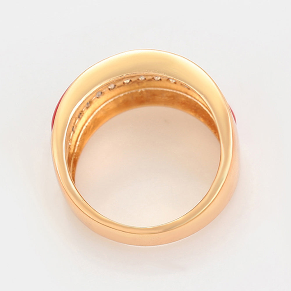 Pozlacená Slitinová Sada s Červeným Emporia® Křišťálem a Bílým Emporia® Křišťálem ( Náušnice+Prsten ) 6 