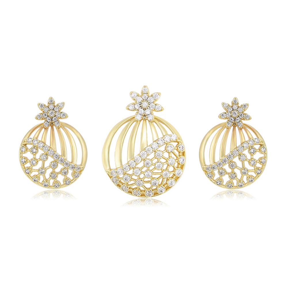 Pozlacená Slitinová Sada s Bílým Emporia® Křišťálem ( Náušnice+Přívěsek )