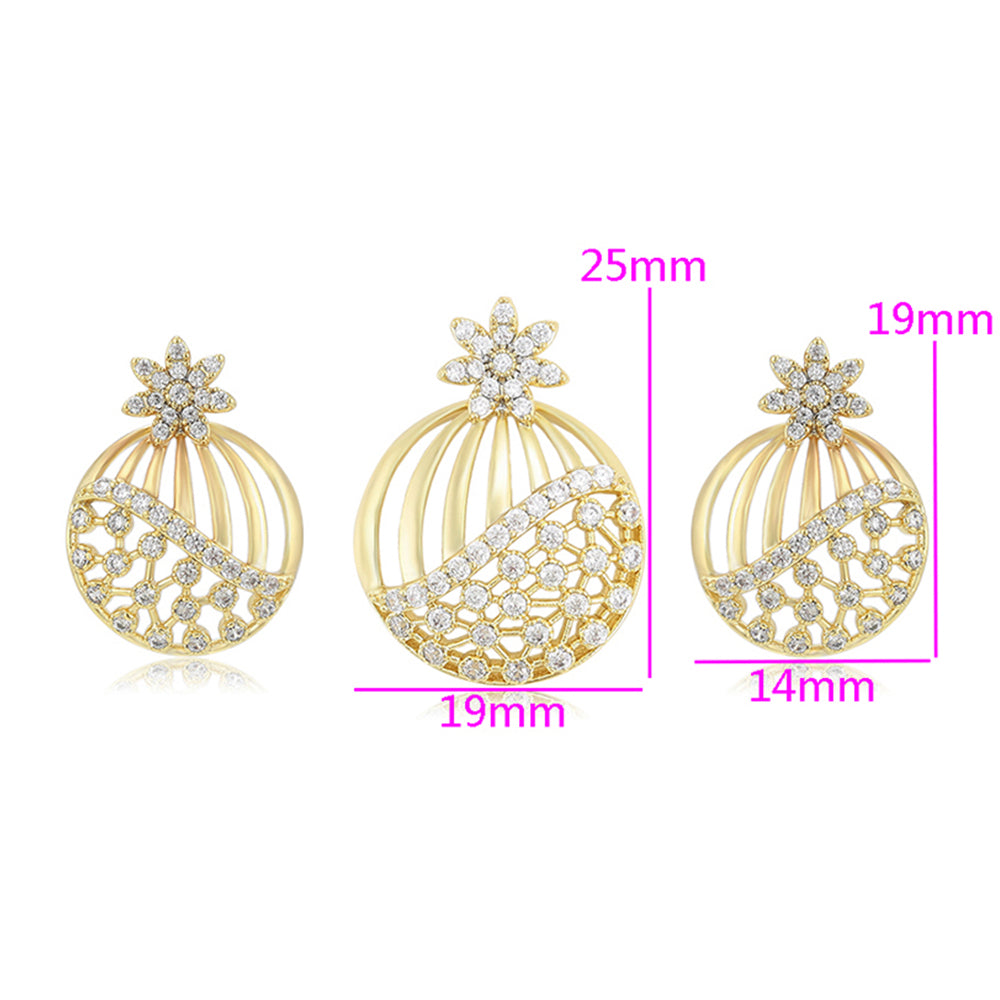 Pozlacená Slitinová Sada s Bílým Emporia® Křišťálem ( Náušnice+Přívěsek )