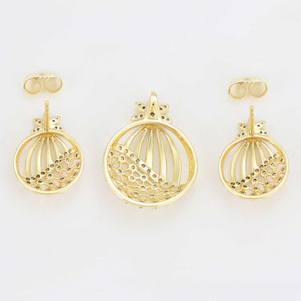 Pozlacená Slitinová Sada s Bílým Emporia® Křišťálem ( Náušnice+Přívěsek )