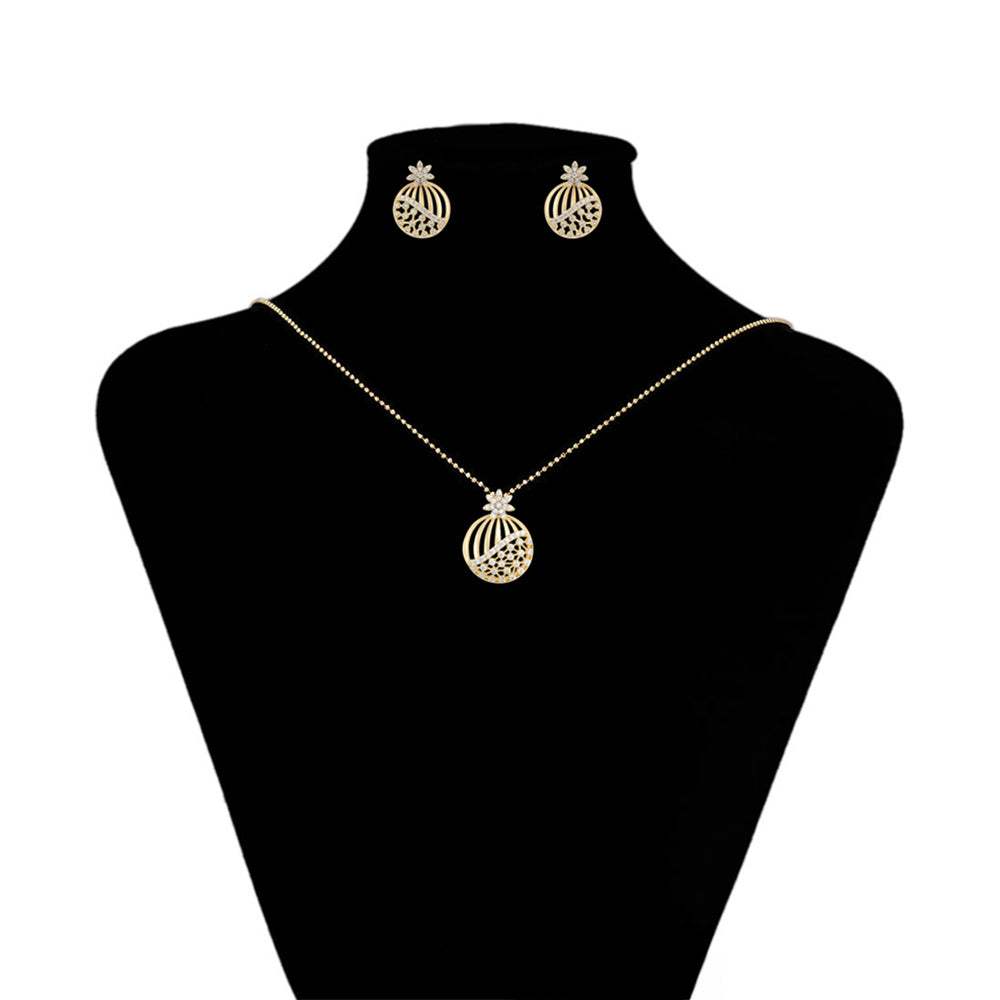 Pozlacená Slitinová Sada s Bílým Emporia® Křišťálem ( Náušnice+Přívěsek )