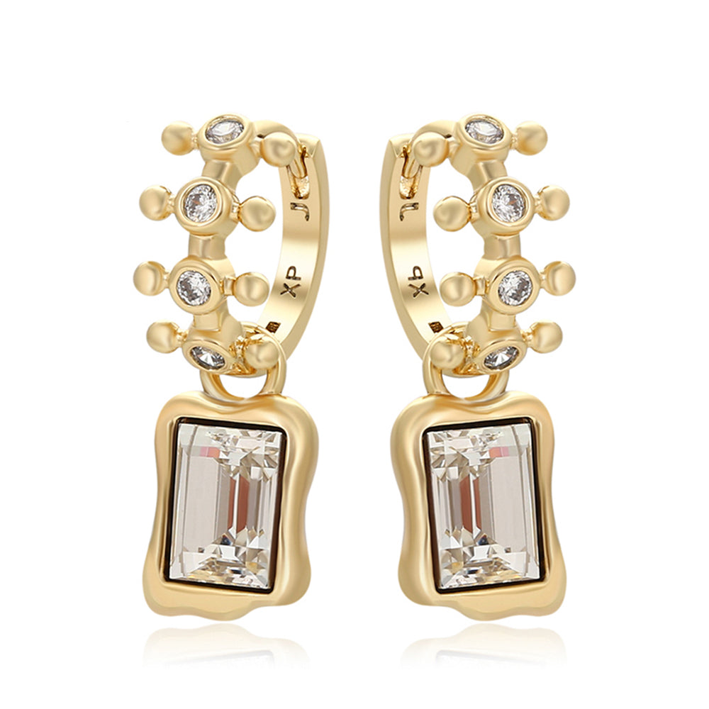 Pozlacené Slitinové Náušnice s Bílým Emporia® Křišťálem 1 