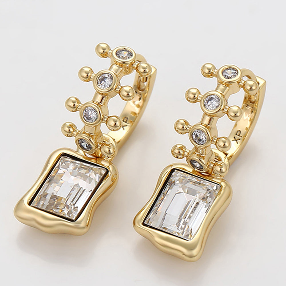 Pozlacené Slitinové Náušnice s Bílým Emporia® Křišťálem