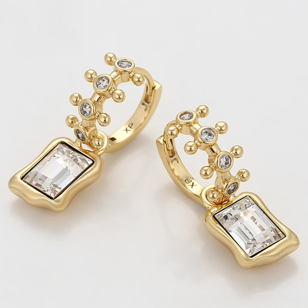 Pozlacené Slitinové Náušnice s Bílým Emporia® Křišťálem 4 