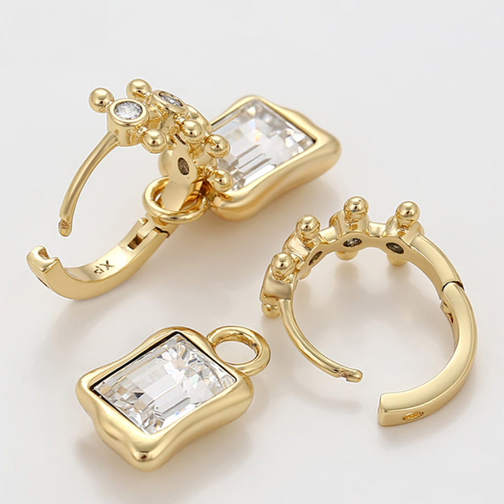 Pozlacené Slitinové Náušnice s Bílým Emporia® Křišťálem 5 