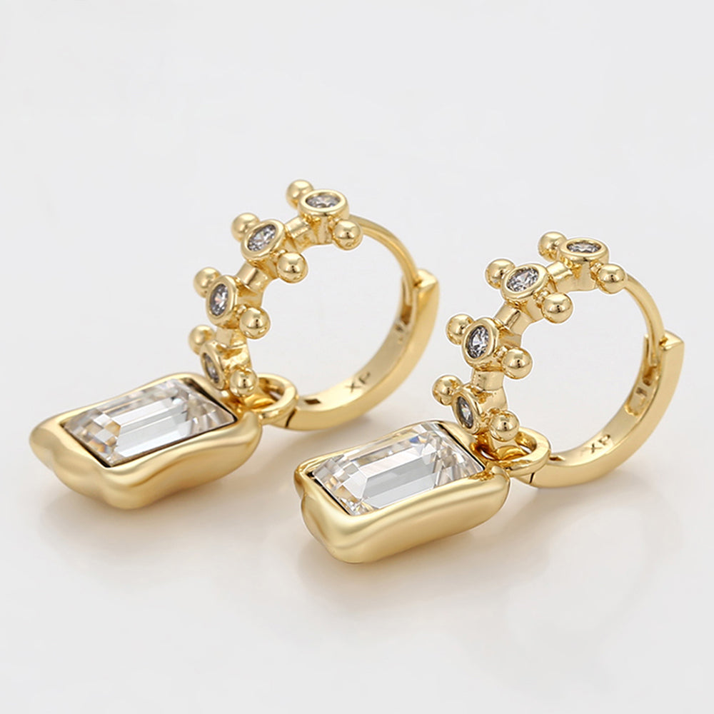 Pozlacené Slitinové Náušnice s Bílým Emporia® Křišťálem