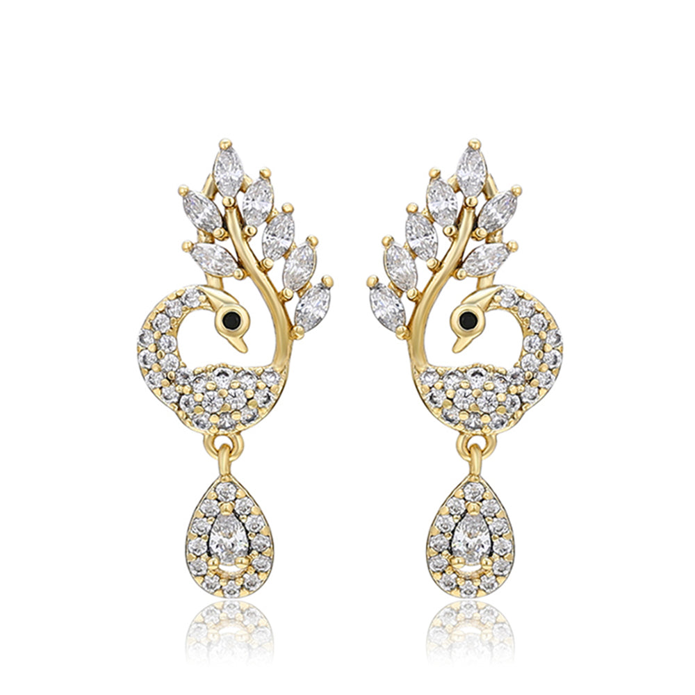 Pozlacené Slitinové Náušnice s Bílým Emporia® Křišťálem