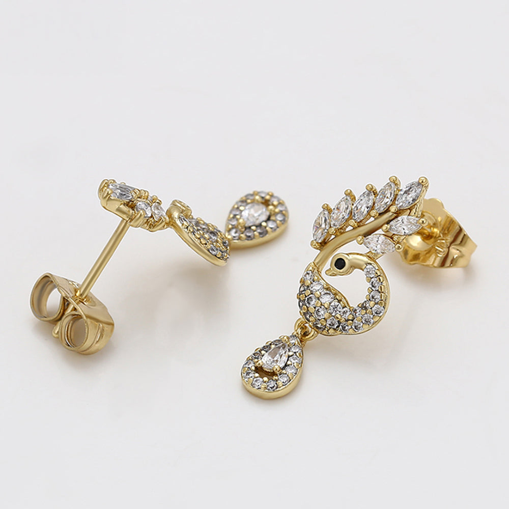 Pozlacené Slitinové Náušnice s Bílým Emporia® Křišťálem