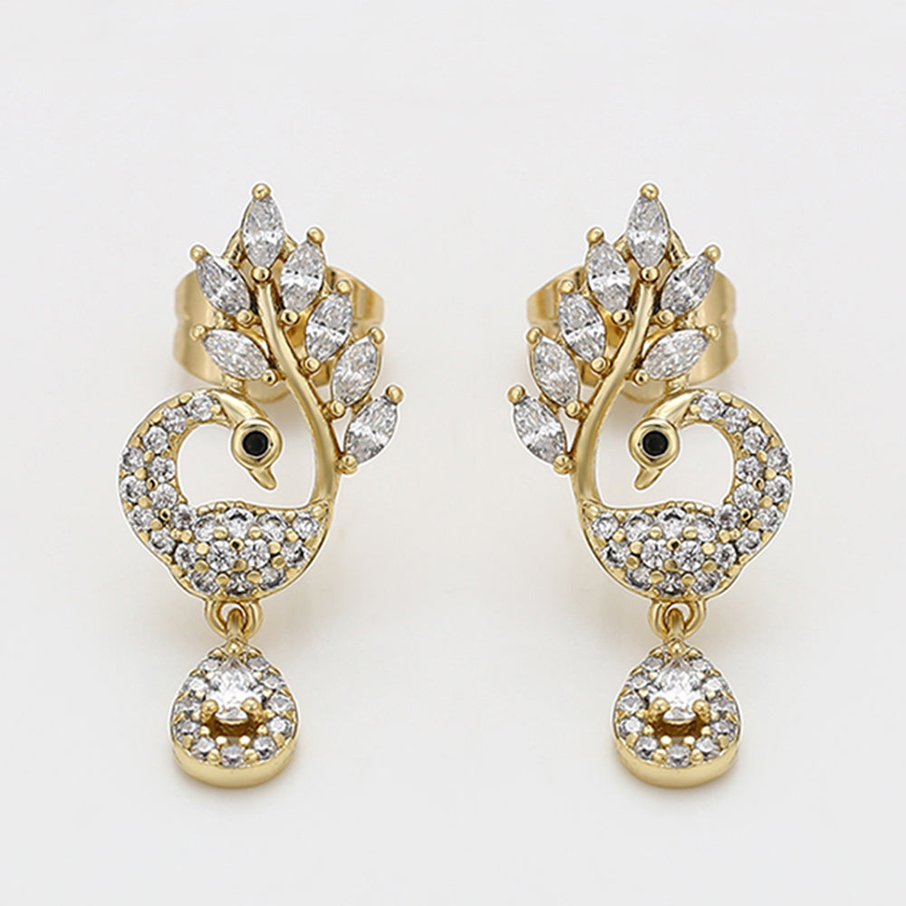 Pozlacené Slitinové Náušnice s Bílým Emporia® Křišťálem