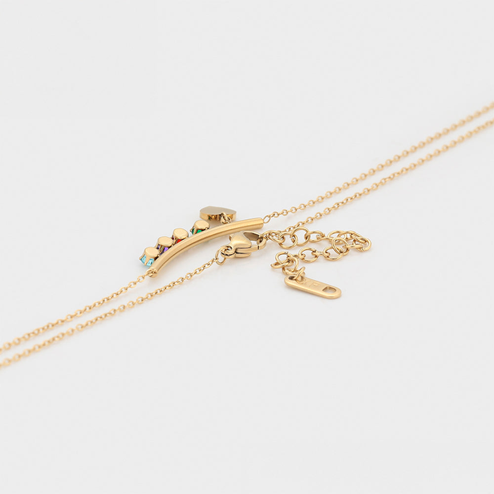 Pozlacený Slitinový Náhrdelník s Červeným Emporia® Křišťálem a se Zeleným Emporia® Křišťálem 7 