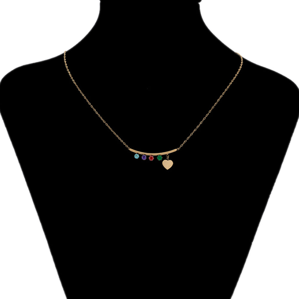 Pozlacený Slitinový Náhrdelník s Červeným Emporia® Křišťálem a se Zeleným Emporia® Křišťálem 8 