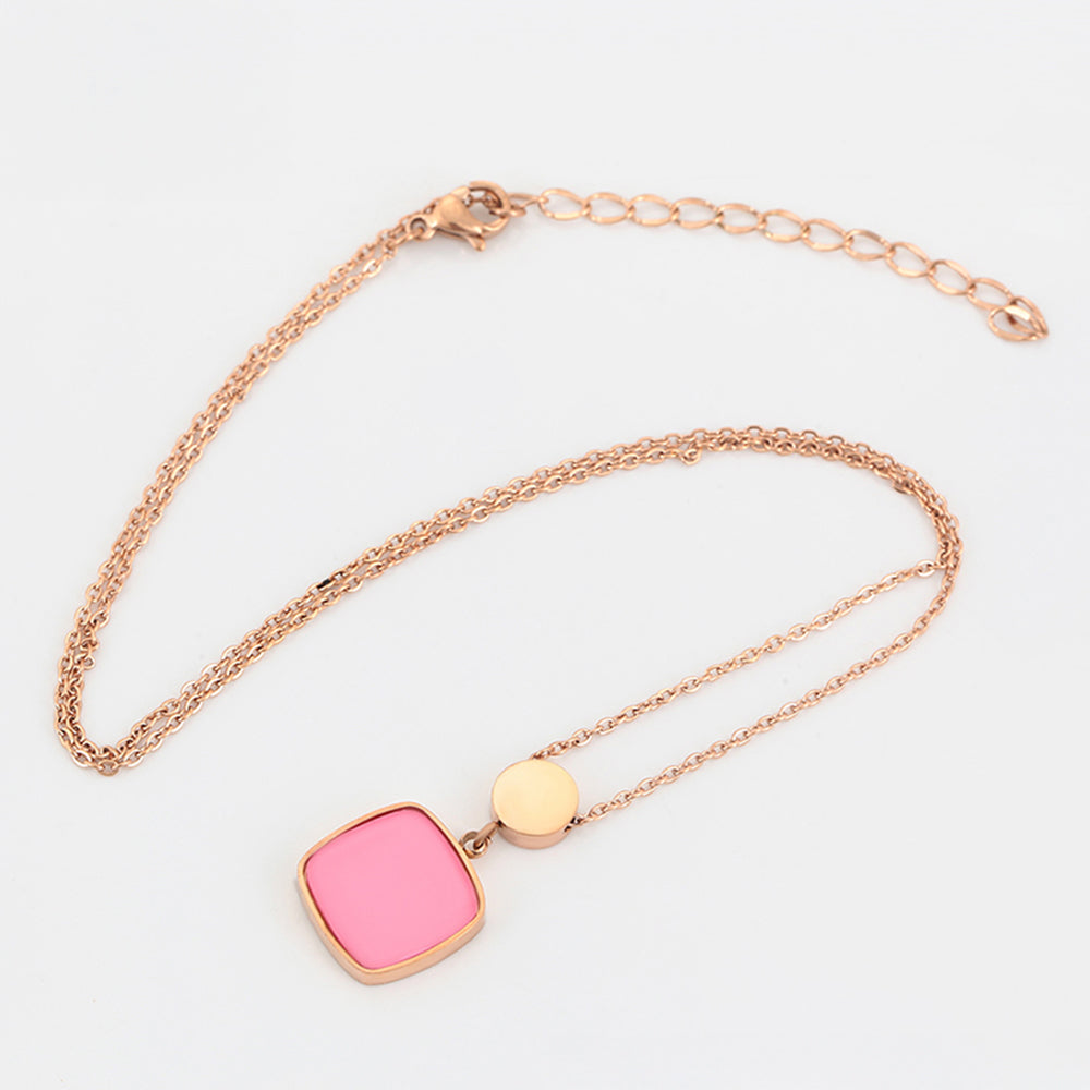 Pozlacený Slitinový Náhrdelník s Růžovým Emporia® Křišťálem 3 