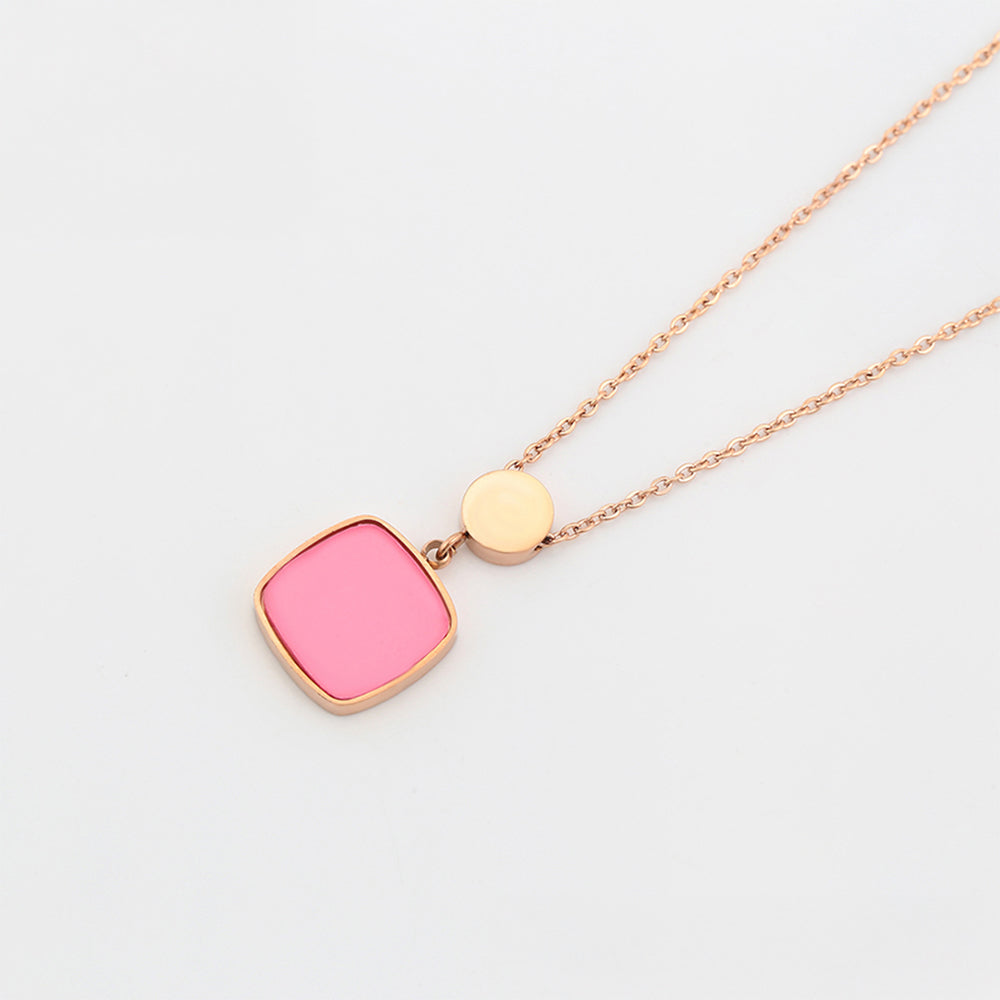 Pozlacený Slitinový Náhrdelník s Růžovým Emporia® Křišťálem