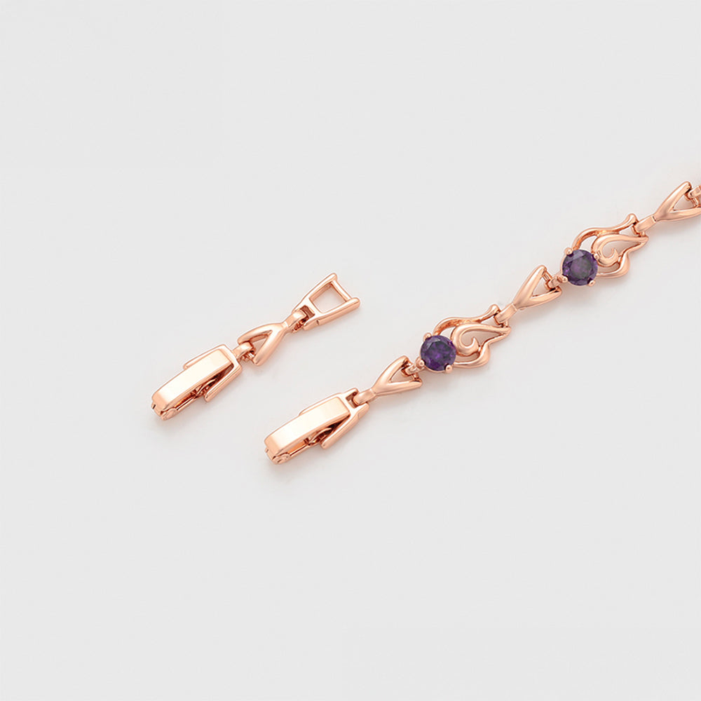 Pozlacený Slitinový Náramek s Fialovým Emporia® Křišťálem 5 