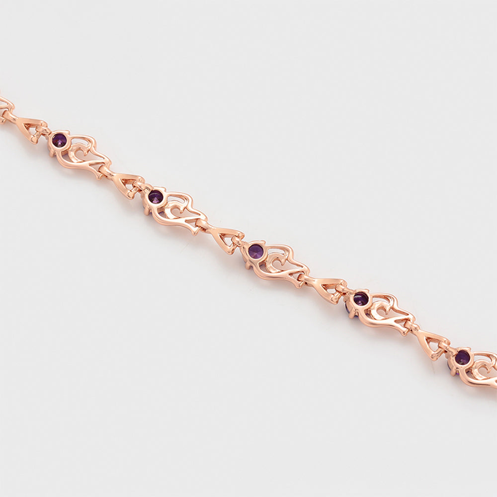 Pozlacený Slitinový Náramek s Fialovým Emporia® Křišťálem 6 