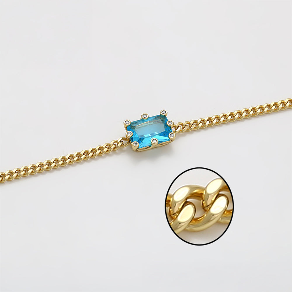 Pozlacený Slitinový Náramek s Modrým Emporia® Křišťálem 7 