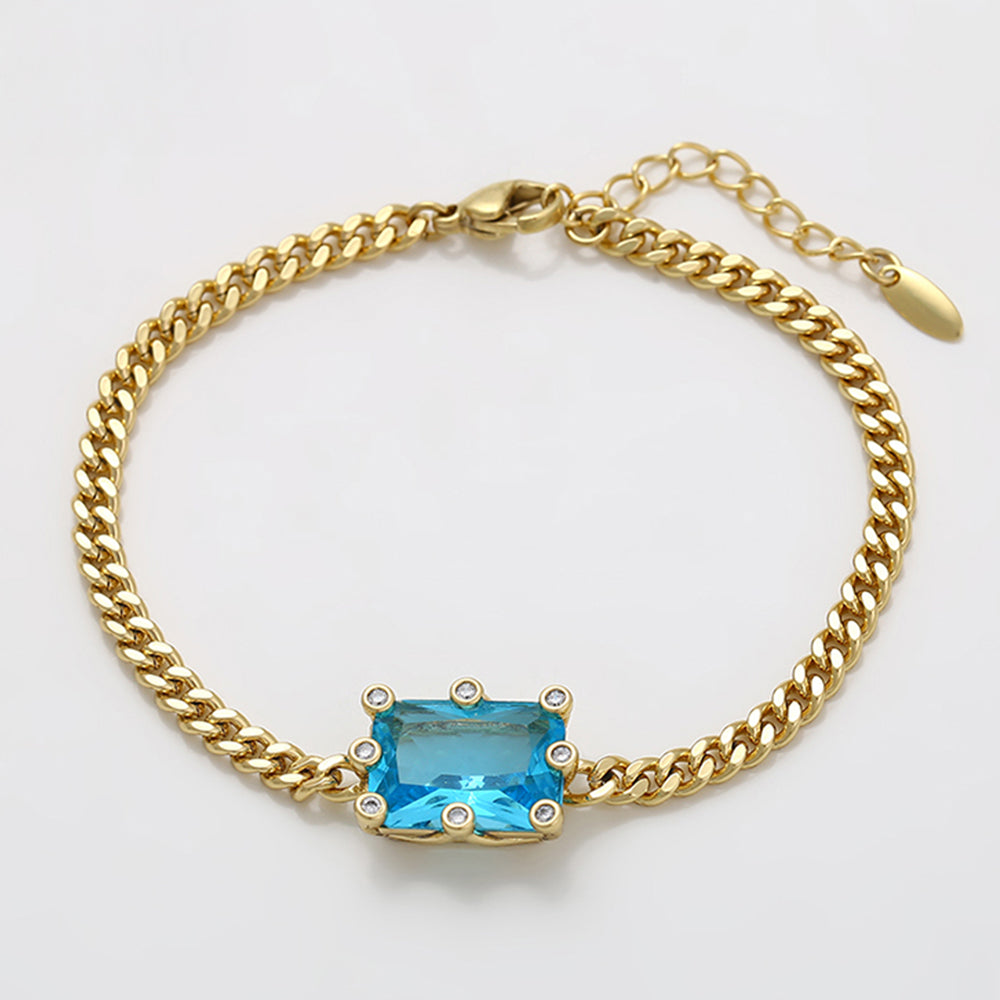 Pozlacený Slitinový Náramek s Modrým Emporia® Křišťálem 8 