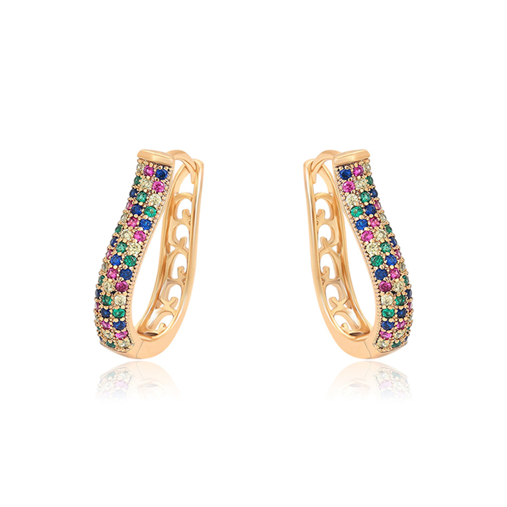 Pozlacené Slitinové Náušnice s Červeným Emporia® Křišťálem a Modrým Emporia® Křišťálem 1 