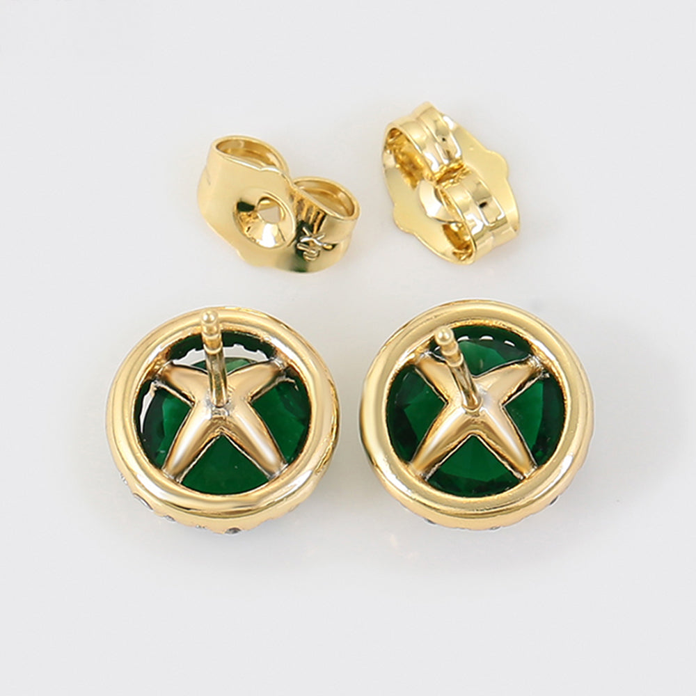 Pozlacené Slitinové Náušnice se Zeleným Emporia® Křišťálem a Bílým Emporia® Křišťálem 6 