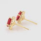 Pozlacené Slitinové Náušnice s Červeným Emporia® Křišťálem a Bílým Emporia® Křišťálem