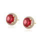 Pozlacené Slitinové Náušnice s Červeným Emporia® Křišťálem a Bílým Emporia® Křišťálem