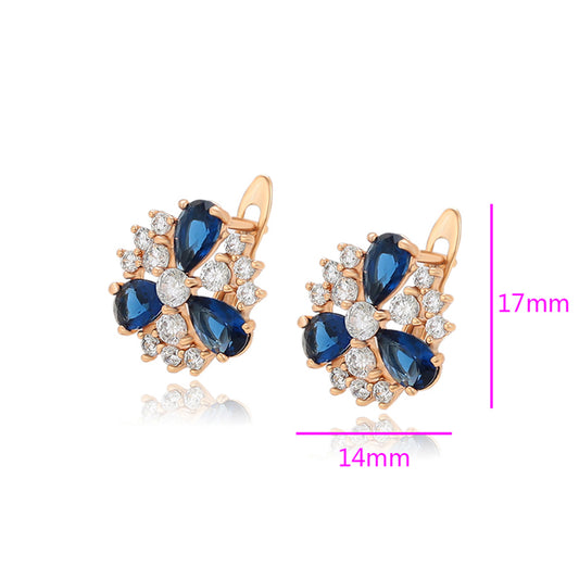 Pozlacené Slitinové Náušnice s Modrým Emporia® Křišťálem a Bílým Emporia® Křišťálem