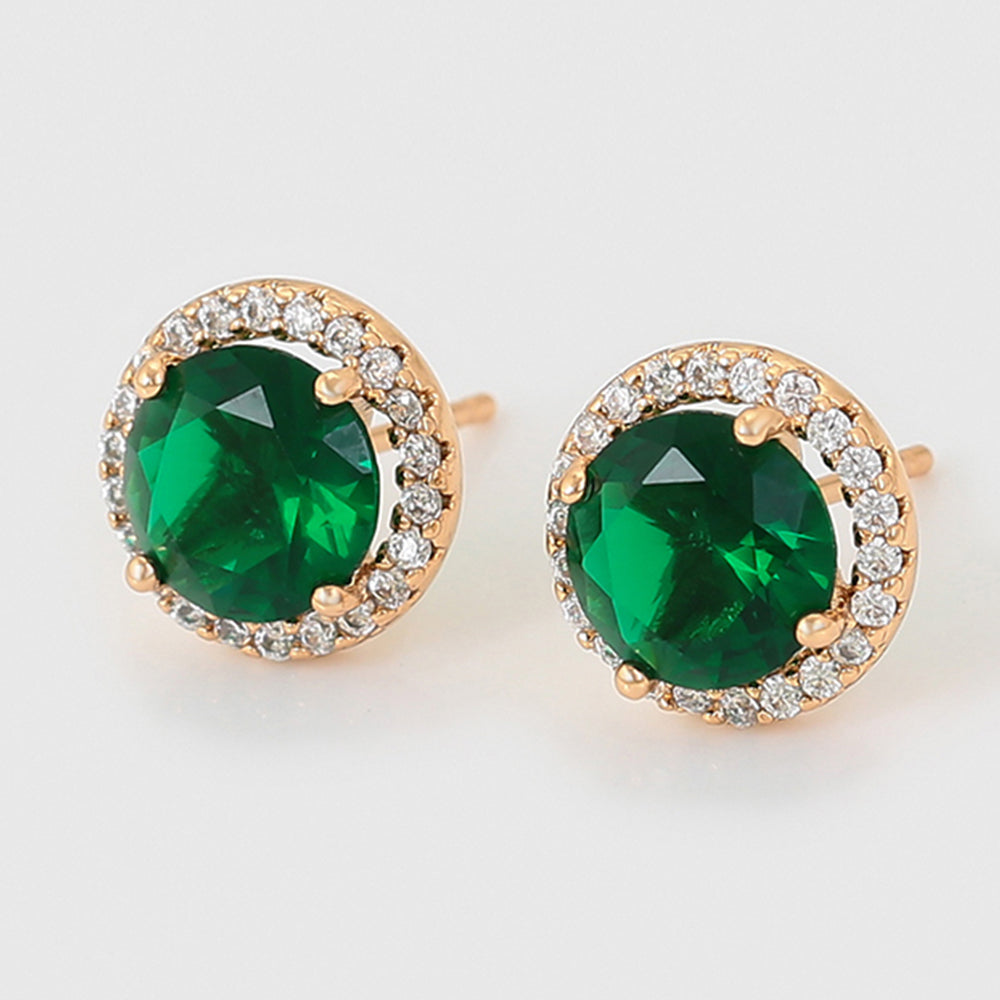 Pozlacené Slitinové Náušnice se Zeleným Emporia® Křišťálem a Bílým Emporia® Křišťálem 4 