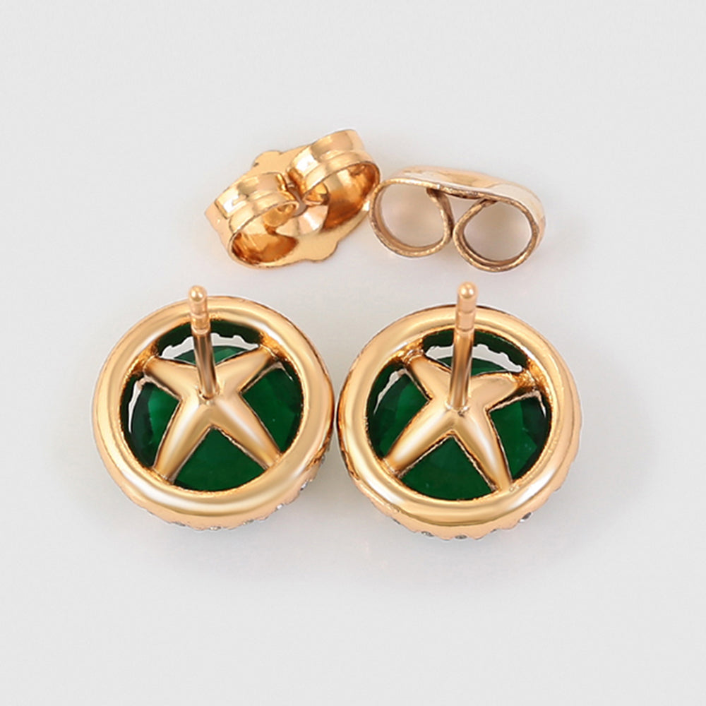 Pozlacené Slitinové Náušnice se Zeleným Emporia® Křišťálem a Bílým Emporia® Křišťálem