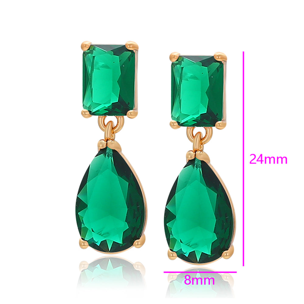 Pozlacené Slitinové Náušnice se Zeleným Emporia® Křišťálem 2 