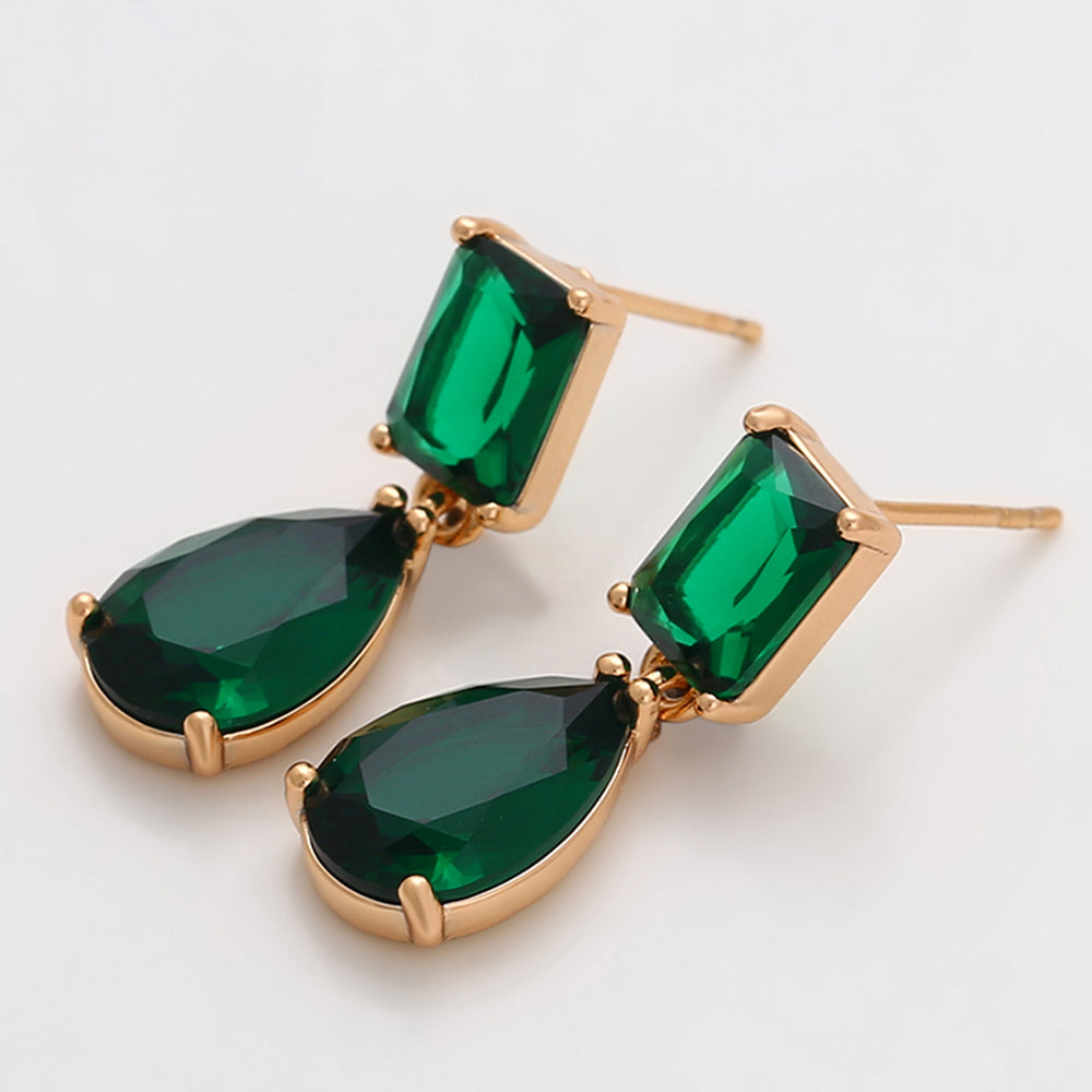 Pozlacené Slitinové Náušnice se Zeleným Emporia® Křišťálem 3 