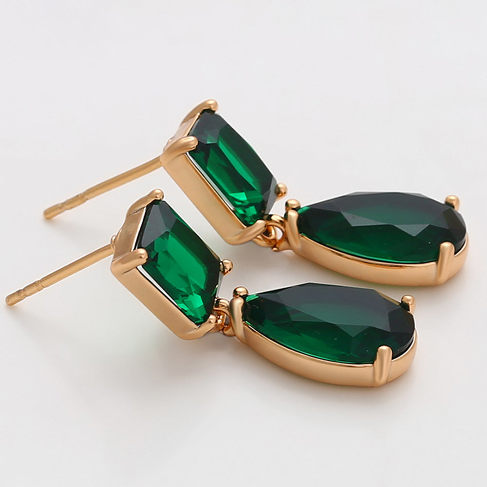 Pozlacené Slitinové Náušnice se Zeleným Emporia® Křišťálem