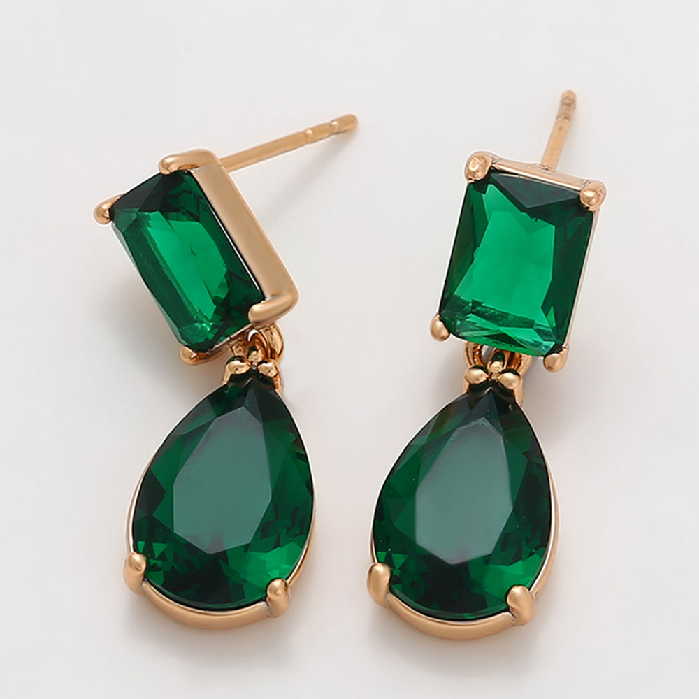 Pozlacené Slitinové Náušnice se Zeleným Emporia® Křišťálem