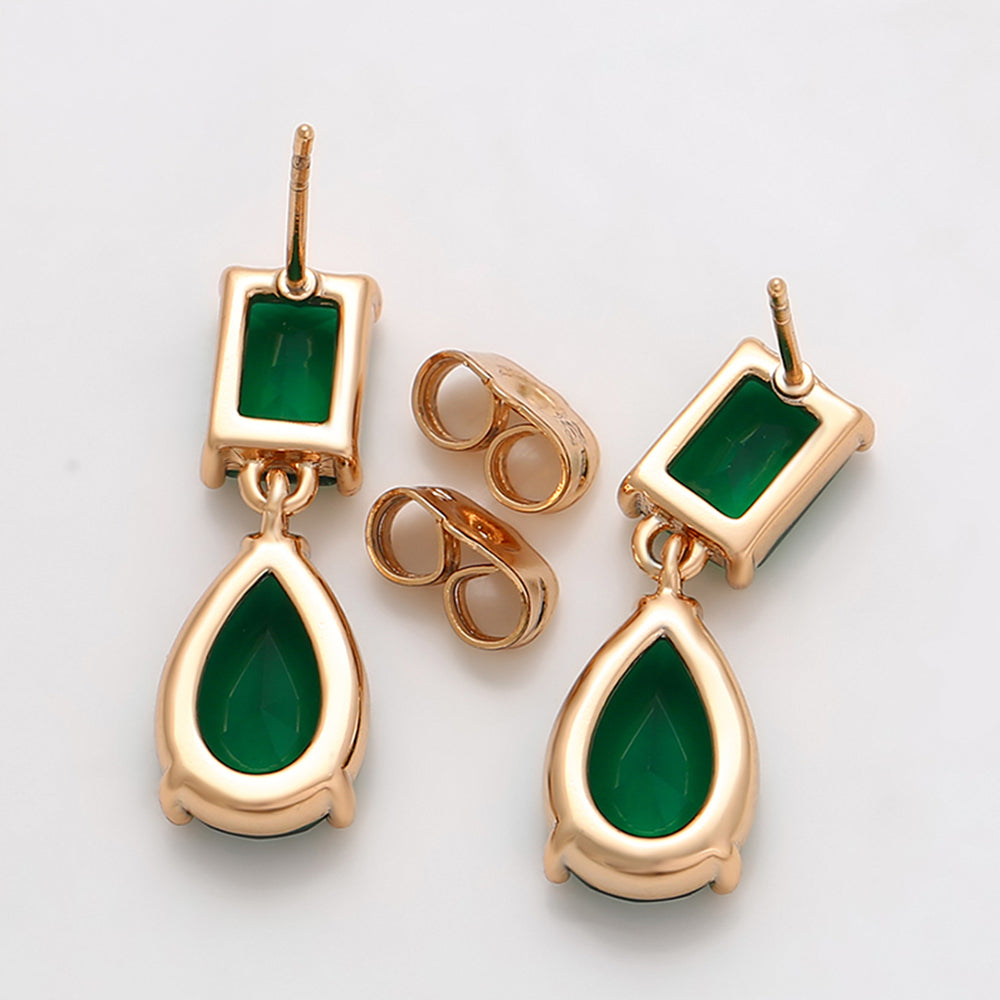 Pozlacené Slitinové Náušnice se Zeleným Emporia® Křišťálem