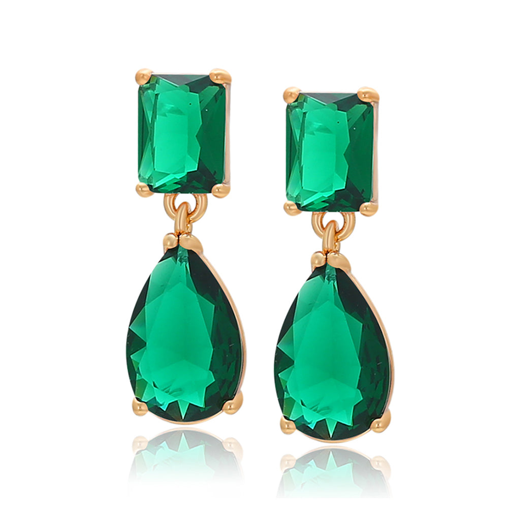 Pozlacené Slitinové Náušnice se Zeleným Emporia® Křišťálem 1 