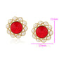 Pozlacené Slitinové Náušnice se Skleněná Perla a Červeným Emporia® Křišťálem