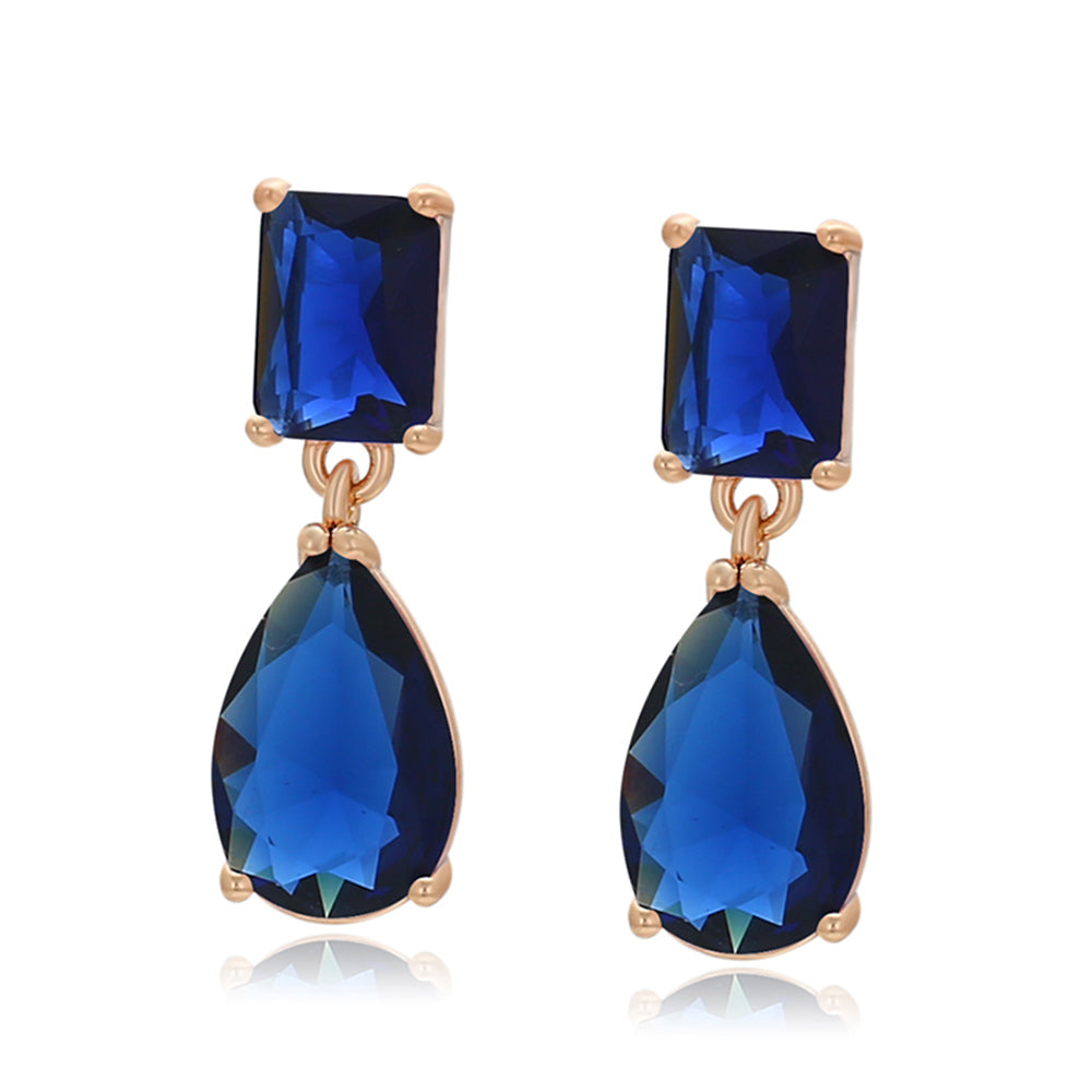 Pozlacené Slitinové Náušnice s Modrým Emporia® Křišťálem 1 